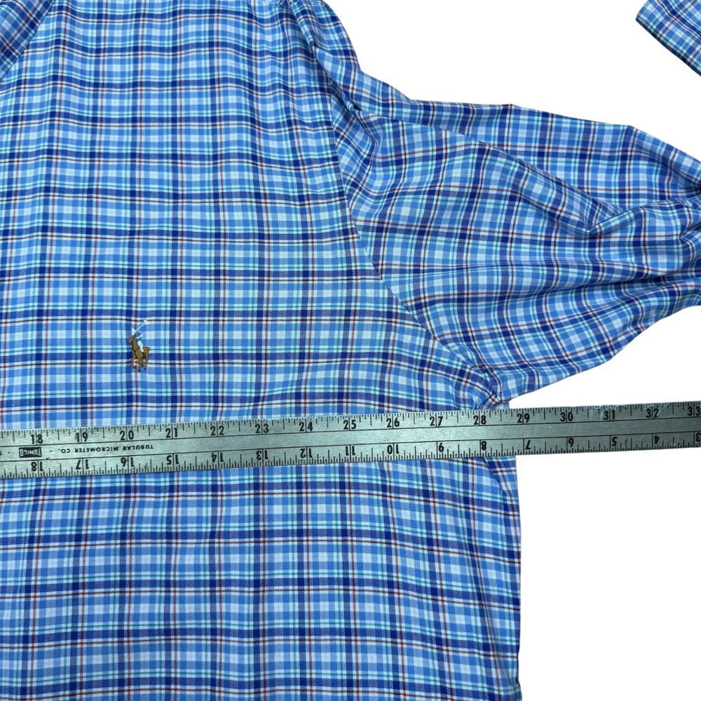 Ralph Lauren Mens 2XLT Plaid Button Down Shirt Blue White Red Long Sleeve Cotton - Picture 6 of 8